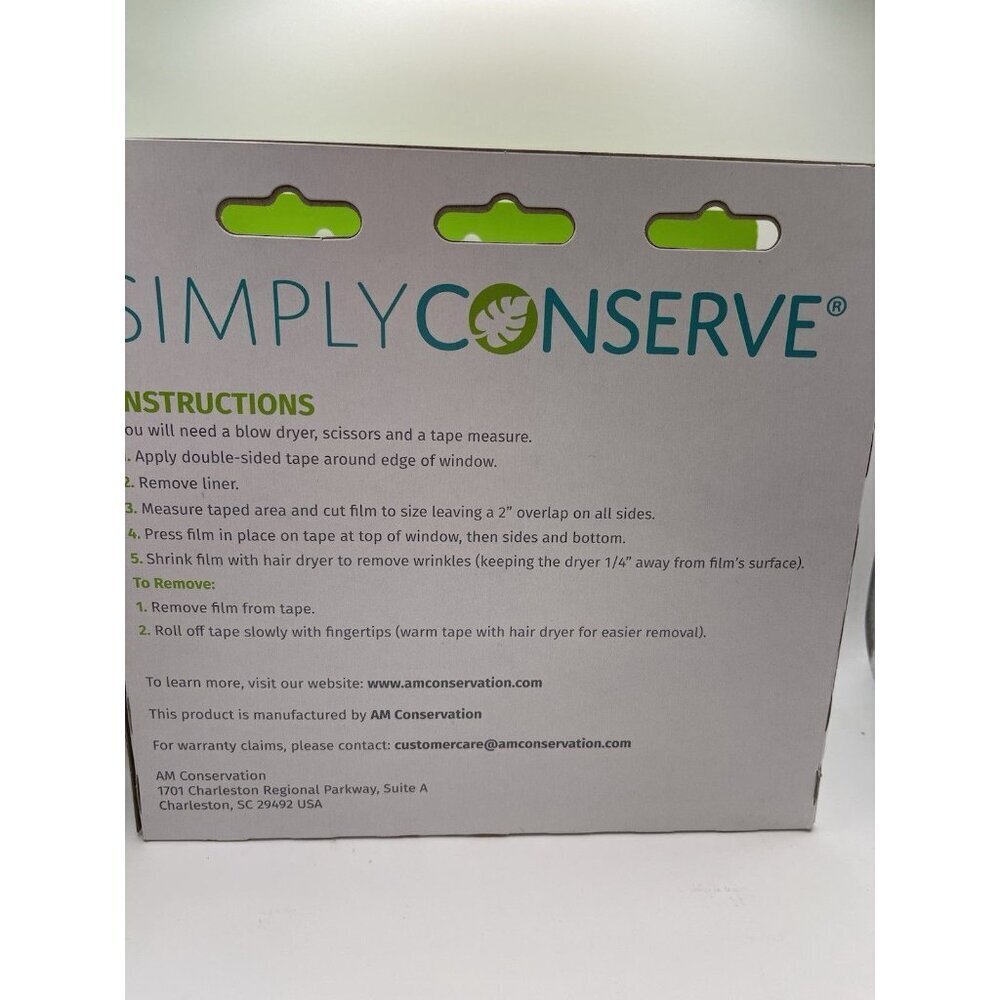 2 Simply Conserve Window Insulating Kit Indoor Film 5-Pack 36"x60" 2 Foam Tape - Picture 7 of 7